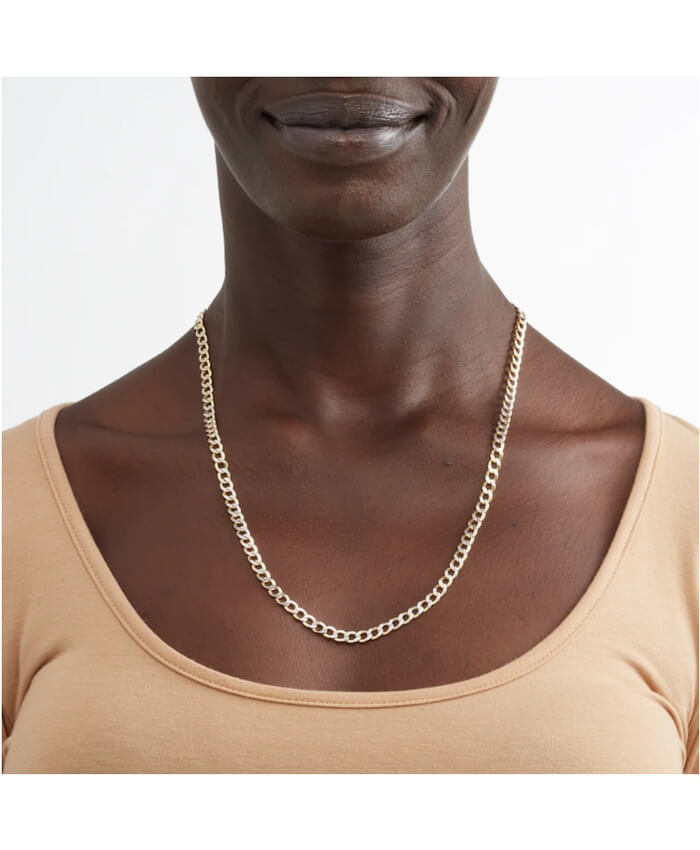 Cuban Curb Chain Necklace in 10K Semi-Solid Two-Tone Gold - 22